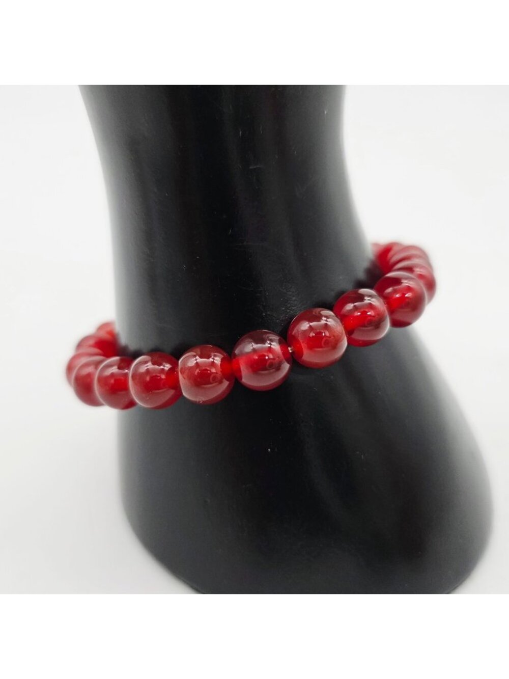 Natural Red Burmese Bracelet Rondelle Beads Stretch 2.5" Diameter